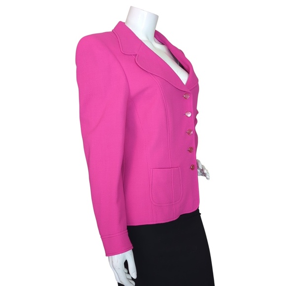 ESCADA Women's Magenta Fuchsia Virgin Wool Blazer Jacket Size 44 (US 14) Vintage - Picture 5 of 16